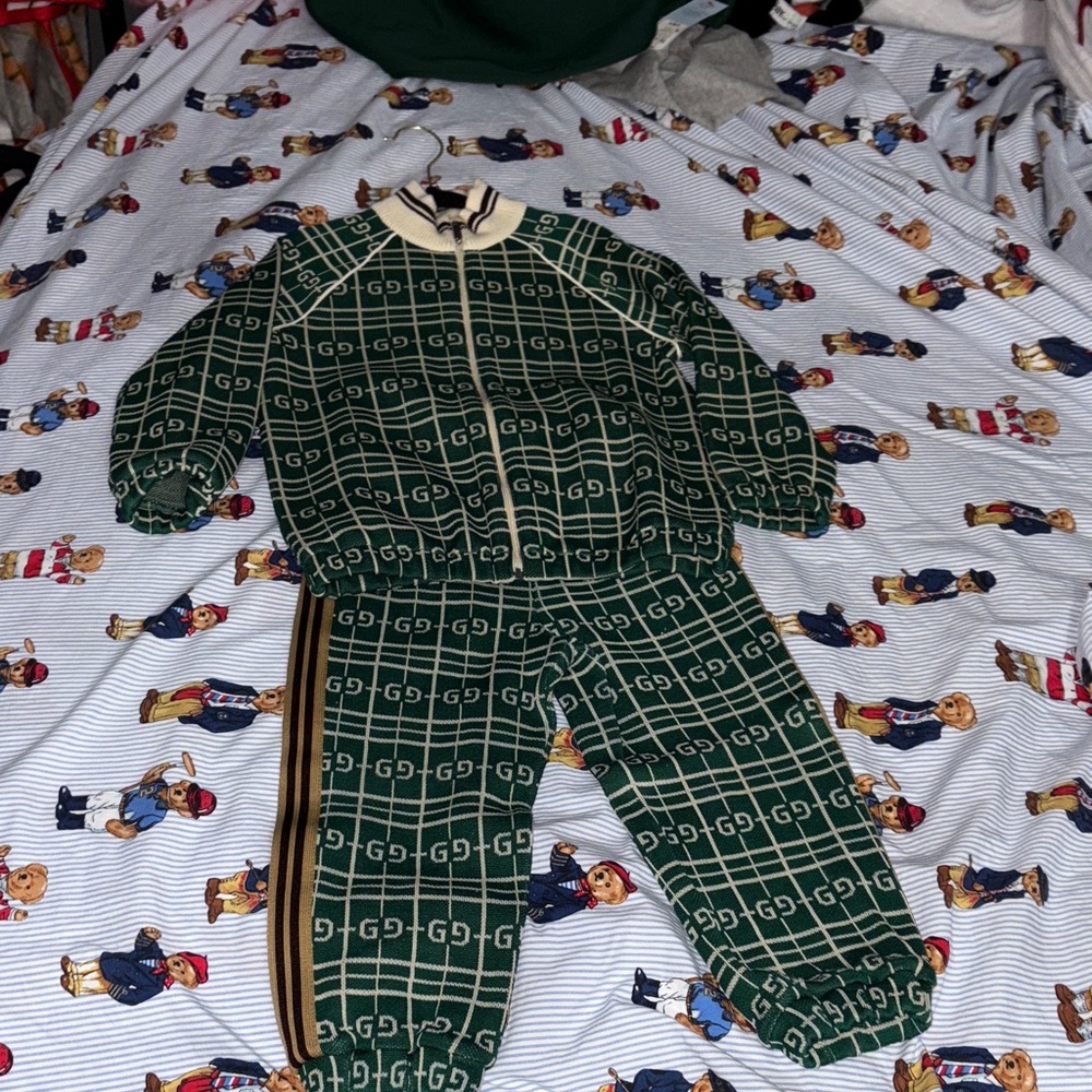 Gucci Kids Dark Green Logo One Piece